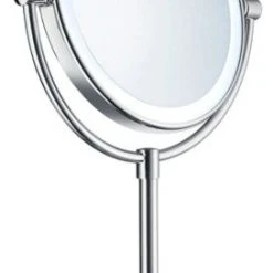 Smedbo Inc Outline LED Dual Lighted/2 Sided 5X'S & Normal Make-Up Mirror, Polished Chrome