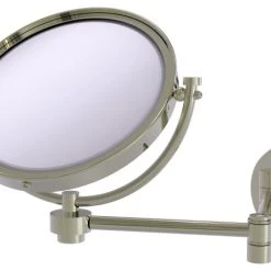 Allied Brass 8" Wall Mounted Extending Make-Up Mirror 5xMagnification, Polished Nickel