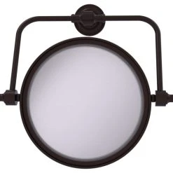 Allied Brass Retro Dot Wall-Mount Make-Up Mirror, 8" Dia, 4X Magnification, Antique Bronze