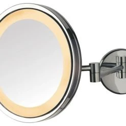 Jerdon HL1016CL 9.5-Inch LED Halo Lighted Wall Mount Mirror W/ 5x Magnification