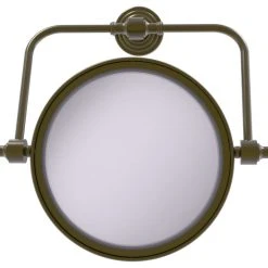 Allied Brass Retro Wave Wall-Mount Makeup Mirror, 8" Dia, 5X Magnification, Antique Brass