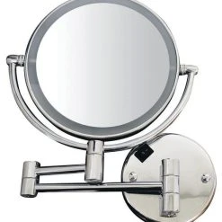 Whitehaus Collection Whitehaus WHMR912-C Round Wall Mount Dual Led 7X Magnified Mirror