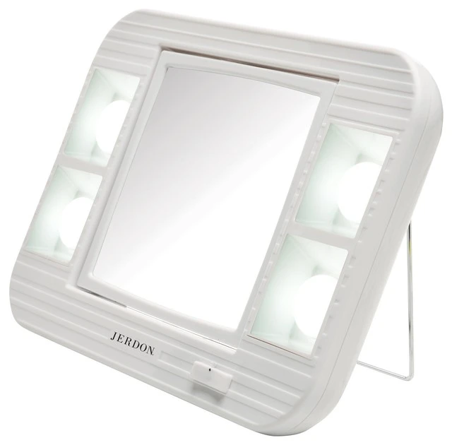 Jerdon LED Lighted Makeup Mirror With 5X-1X Mag 3 Jerdon LED Lighted Makeup Mirror With 5X-1X Mag