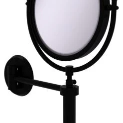 Allied Brass Soho Wall-Mount Make-Up Mirror, 8" Dia, 4X Magnification, Matte Black