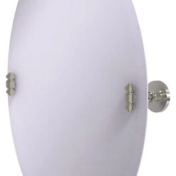 Allied Brass Frameless Oval Tilt Mirror With Beveled Edge, Satin Nickel