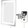 SEE ALL INDUSTRIES Modern Wall Mounted Rectangular LED Make-Up Mirror, Chrome -Laural Home Shop home design 566