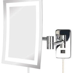 SEE ALL INDUSTRIES Modern Wall Mounted Rectangular LED Make-Up Mirror, Chrome