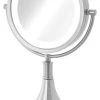 Jerdon Sharper Image 8.5" Battery LED Lighted Mirror, 8X-1X Mag, Nickel -Laural Home Shop home design 569