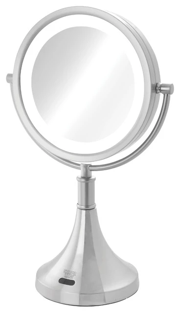 Jerdon Sharper Image 8.5" Battery LED Lighted Mirror, 8X-1X Mag, Nickel 3 Jerdon Sharper Image 8.5" Battery LED Lighted Mirror, 8X-1X Mag, Nickel