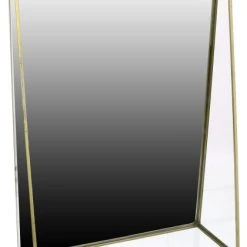 HomeRoots Furniture Jumbo Gold Metal Vanity Mirror With Shelf