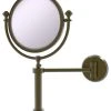 Allied Brass Southbeach Wall Mount Make-Up Mirror 8" Diameter, 2xMagnification, Antique Brass
