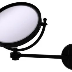 Allied Brass 8" Wall Mounted Make-Up Mirror 4xMagnification, Matte Black