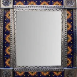 Fine Crafts & Imports Medium Brown Concha Tile Mexican Mirror