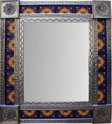 Fine Crafts & Imports Medium Brown Concha Tile Mexican Mirror 3 Fine Crafts & Imports Medium Brown Concha Tile Mexican Mirror