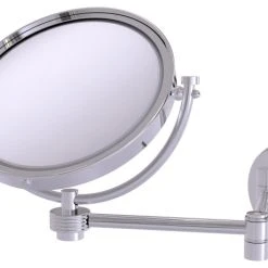 Allied Brass 8" Wall Mounted Extending MakeUp Mirror 3xMagnification, Groovy, Polished Chrome