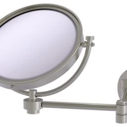 Allied Brass 8" Wall Mounted Extending Make-Up Mirror 5xMagnification, Satin Nickel