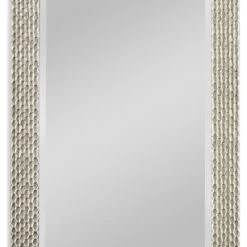 Unique Mirrors Satin Pewter Rectangular Wall Mirror, Bathroom Mirror, 24 X 36