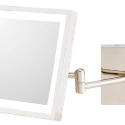 Aptations Square Rechargeable LED Lighted Wall Makeup Mirror, Polished Nickel, Cool White
