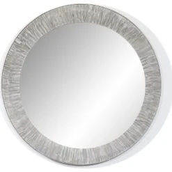 InFurniture Inc., 35" Rustic Solid Fir Mirror, Gray, Round