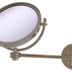 Allied Brass 8" Wall Mounted Make-Up Mirror 2xMagnification, Antique Pewter