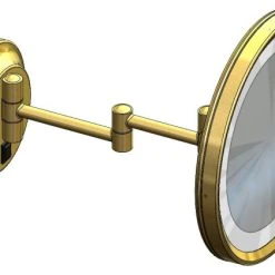 Aptations Single-Sided Round LED Wall Mirror With Switchable Light Color, Brushed Brass