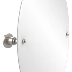 Allied Brass AP-91-SN Frameless Oval Tilt Mirror With Beveled Edge, Satin Nickel