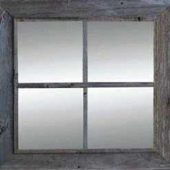My Barnwood Frames Rustic Mirror, Window Pane Barnwood Mirror, 4 Panes, 26"x26"
