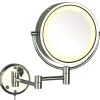 SEE ALL INDUSTRIES Modern Chrome Wall Mounted Lighted Make Up Mirror, Corded Plug-In