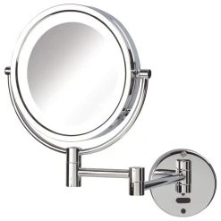 Jerdon Sharper Image 8.5" Battery LED Lighted Wall Mirror With 8X-1X Mag, Chrome, Chrom