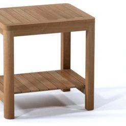 Teak Deals Outdoor Teak Patio Dublin Shower Spa Bench With Bottom Shelf, Medium: 24" X 13"