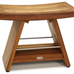 AquaTeak Patented 24" Asia® Teak & Stainless Shower Bench With Shelf
