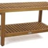 AquaTeak The Original 36" Grate™ Teak Shower Bench With Shelf