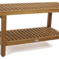 AquaTeak The Original 36" Grate™ Teak Shower Bench With Shelf