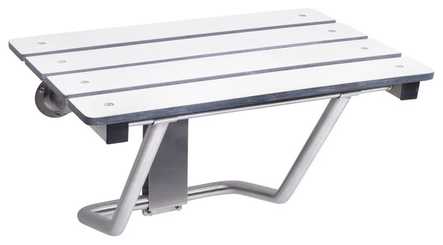CSI Bathware Rectangle Phenolic Slatted Wall Mount Folding Shower Seat, 26" X 21 3 CSI Bathware Rectangle Phenolic Slatted Wall Mount Folding Shower Seat, 26" X 21