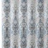 Victoria Classics Calais Blue Brown White Damask Dobby Fabric Shower Curtain